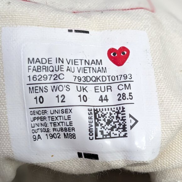 Converse Chuck Taylor All Star 70 Hi Comme des Garcons PLAY Multi-Heart White - Picture 12 of 16
